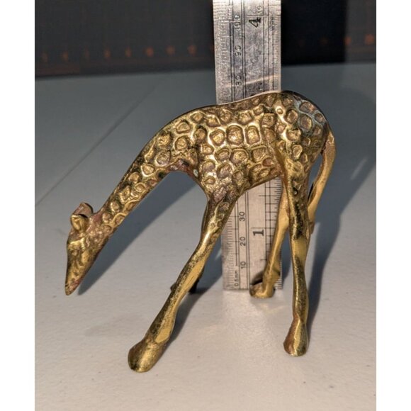 Vintage Brass Giraffe Figurine Baby Animal Statue 4.25" Tall Handcrafted Decorat - Picture 6 of 14